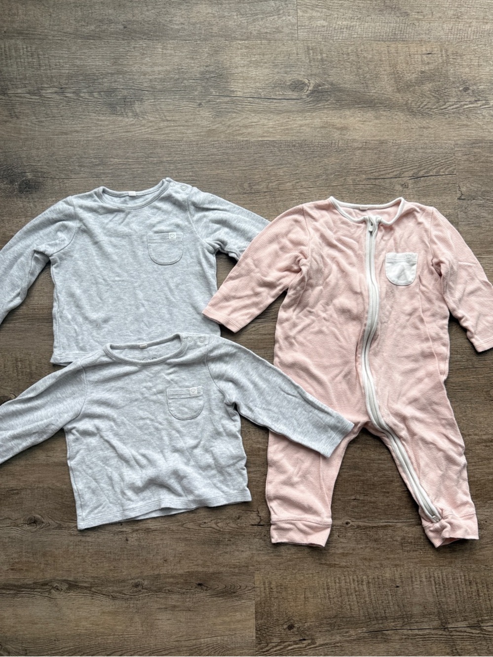 Mori Kids Long Sleeve Tops & Pink Zip Romper
